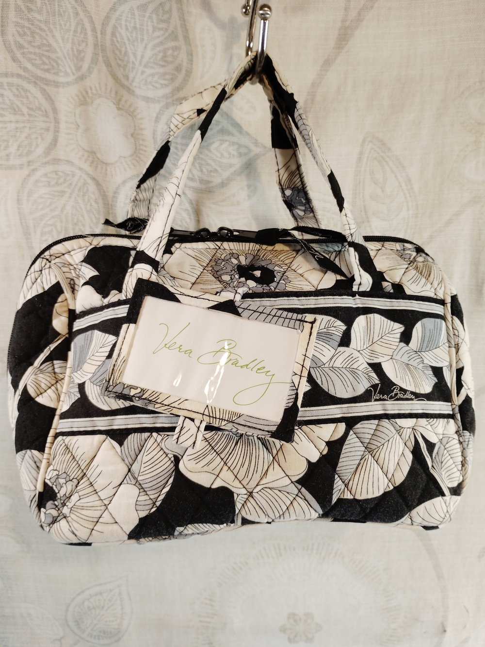 Vera Bradley Black and White Floral Quilted Cosmetic Bag